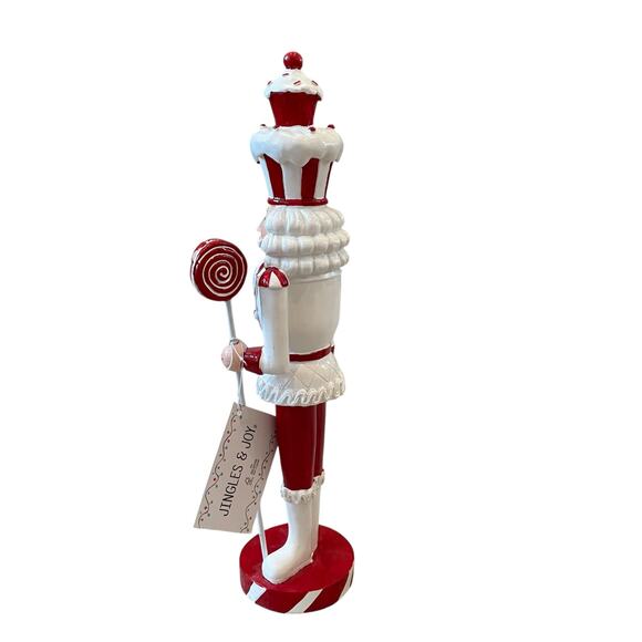Jingles & Joy Red White Cupcake Peppermint Candy 14in Christmas NUTCRACKER New - Picture 8 of 16